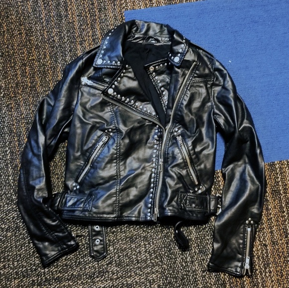 Free People Vegan Leather Studded Moto Jacket - Picture 2 of 4